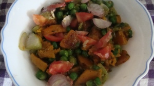 Pumpkin and green peas curry