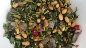 Soya bean and kangkung stir fry
